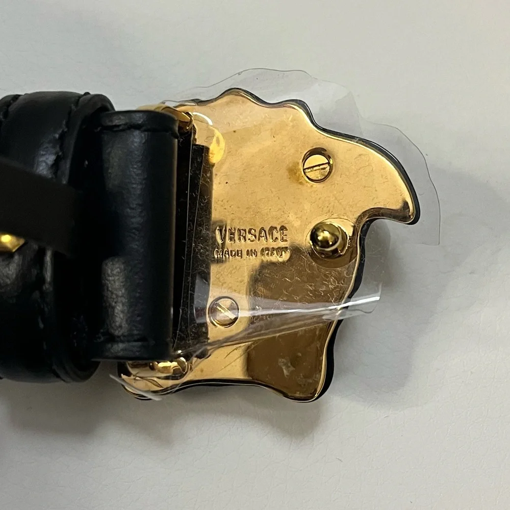 VERSACE LA MEDUSA BLACK PALAZZO BELT